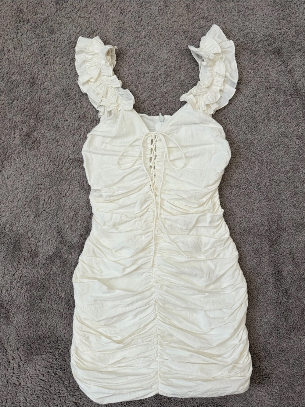 Zara cream mini rushes dress